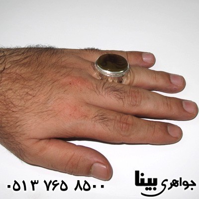 انگشتر عقیق شجری مردانه با نقش پرنده