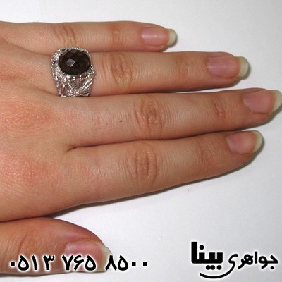 انگشتر کوارتز دودی دودی زنانه عنکبوت