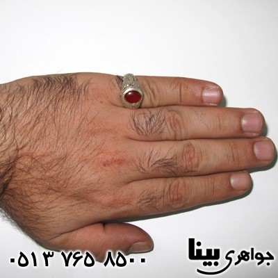انگشتر چند جواهر دور یاقوت و زمرد مردانه یا علی