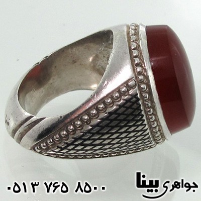 انگشتر عقیق یمنی مردانه نگین طرح ابری