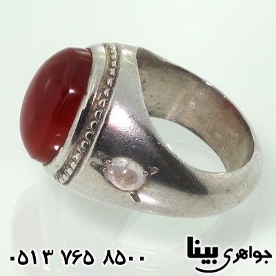 انگشتر چند جواهر عقیق و فیروزه مردانه 3 نگین