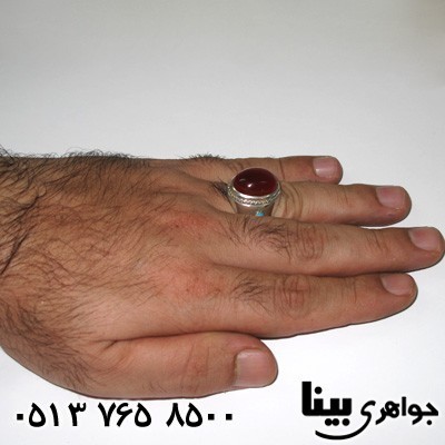 انگشتر چند جواهر عقیق و فیروزه مردانه 3 نگین