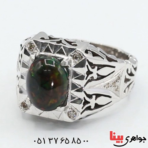 انگشتر اوپال و الماس بسیار زیبا _کد:2964