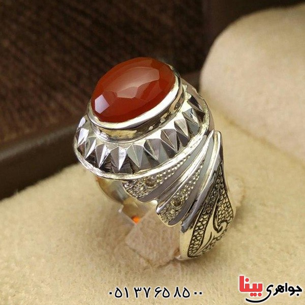انگشتر عقیق یمنی و الماس فاخر بسیار عالی _کد:2997