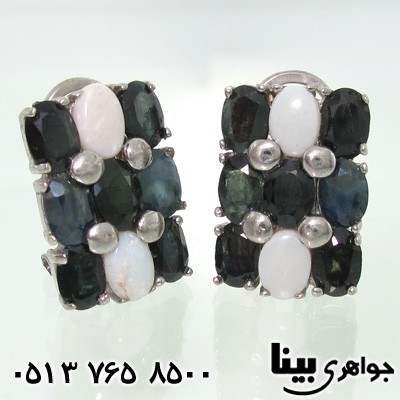 گوشواره چند جواهر زنانه یاقوت و اوپال