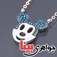 گردنبند نقره رودیوم طرح میکی موس گردنبند نقره رودیوم طرح میکی موس