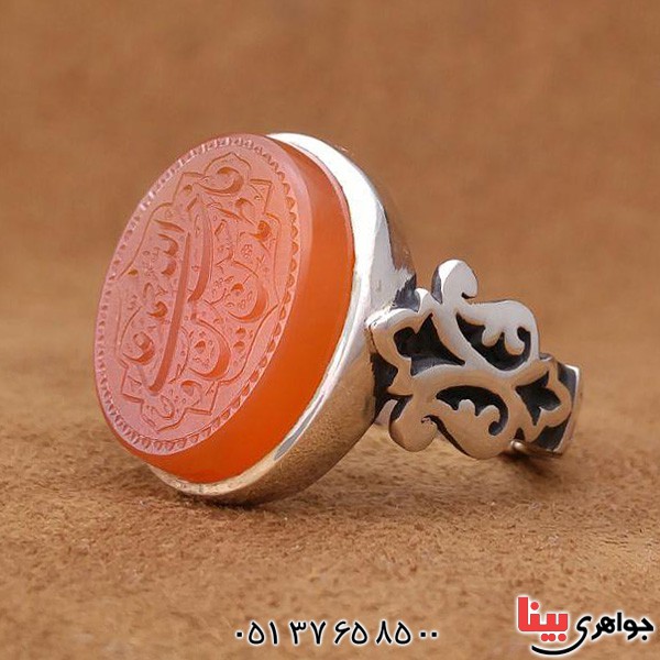 انگشتر عقیق یمنی خطی مدل صفوی _کد:3070
