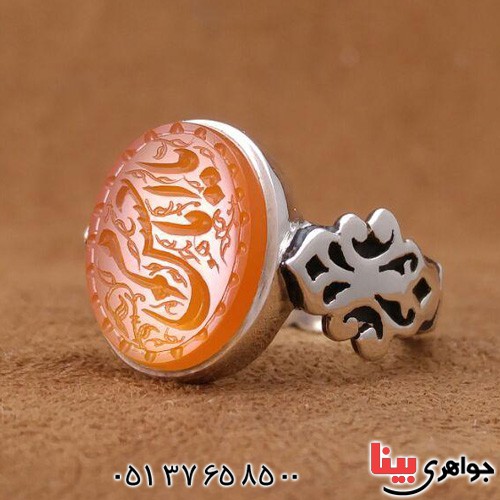 انگشتر عقیق یمنی خطی مدل صفوی بسیارزببا _کد:3075