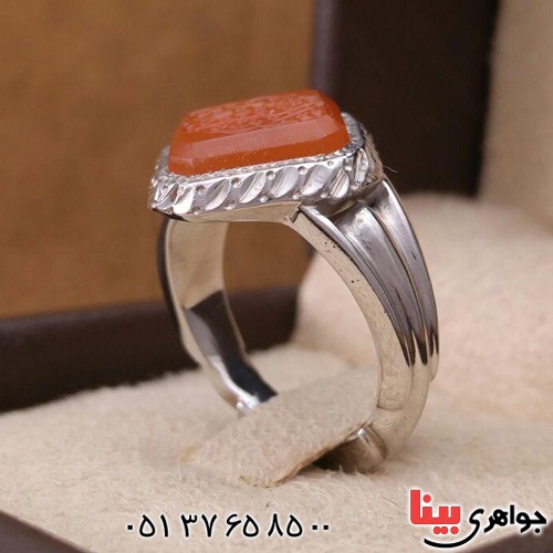 انگشتر عقیق یمنی خطی مدل آذری _کد:3079
