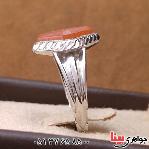 انگشتر عقیق یمنی خطی مدل آذری _کد:3079
