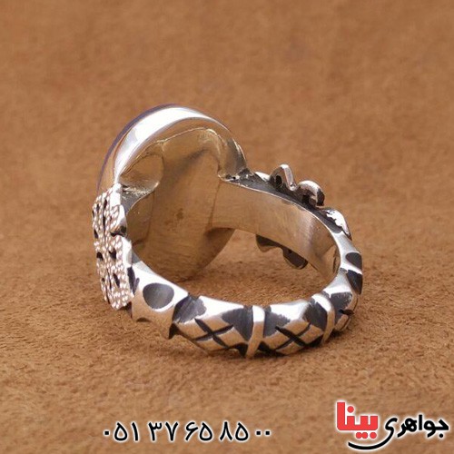 انگشتر عقیق یمنی خطی مدل صفوی _کد:3081