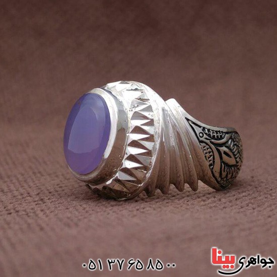 انگشتر عقیق یمنی کبود بسیار عالی _کد:3086