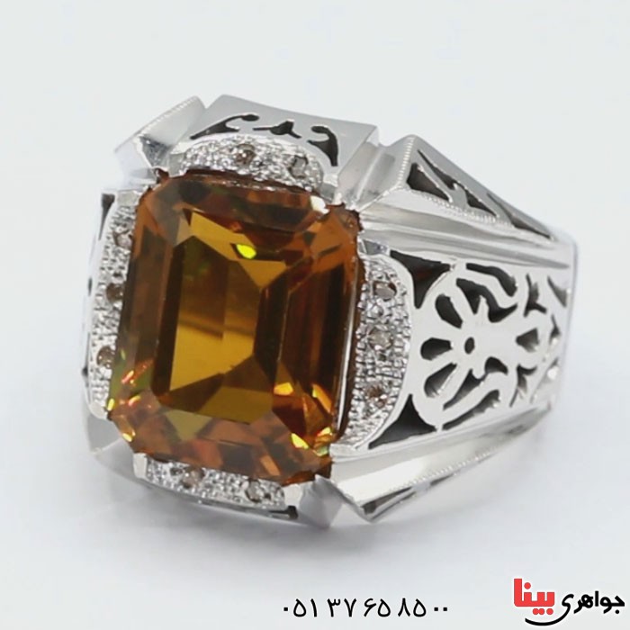 انگشتر الکساندریت خوش رنگ و الماس فاخر مردانه _کد:3087