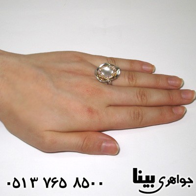 انگشتر نقره زنانه گل دور نگین