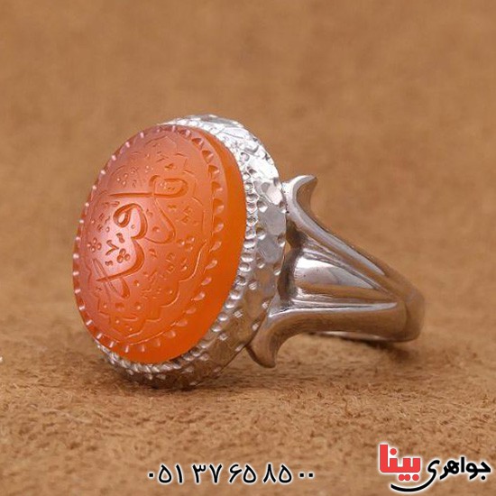 انگشتر عقیق یمنی خطی بسیار عالی فاخر _کد:3099