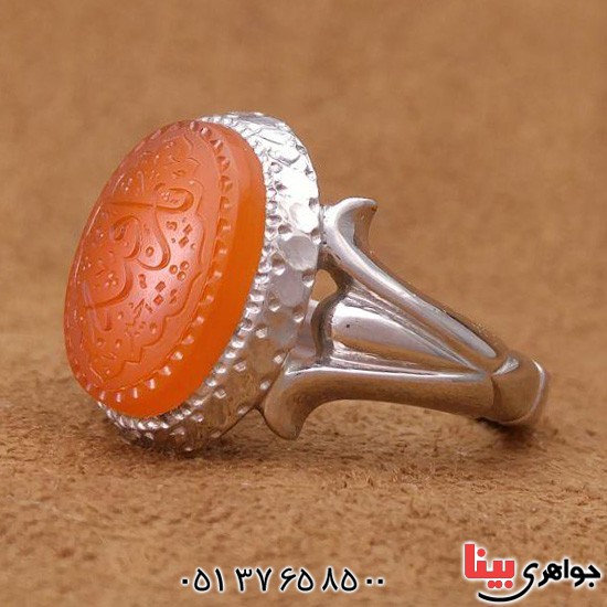 انگشتر عقیق یمنی خطی بسیار عالی فاخر _کد:3099