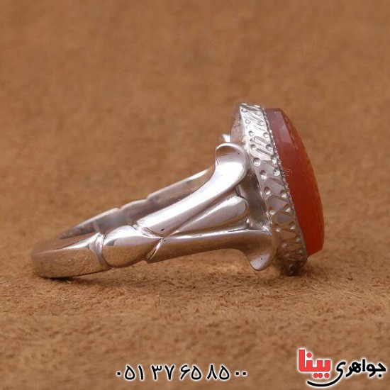 انگشتر عقیق یمنی خطی بسیار عالی فاخر _کد:3099
