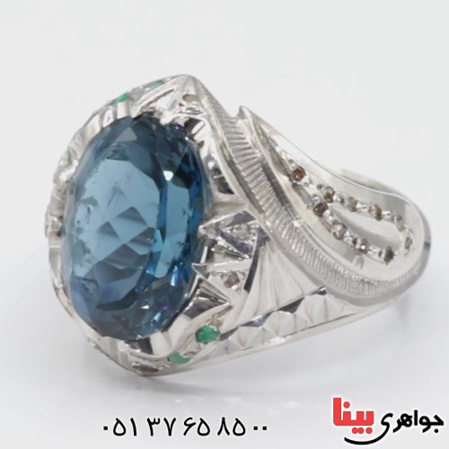 انگشتر توپاز لندن و الماس بسیار عالی _کد:3101