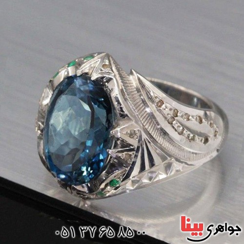 انگشتر توپاز لندن و الماس بسیار عالی _کد:3101