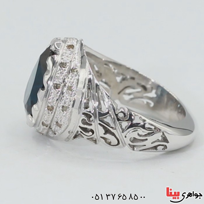 انگشتر توپاز لندن و الماس بسیار عالی فاخر _کد:3107