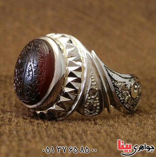 انگشتر عقیق یمنی خطی و الماس بسیار عالی فاخر _کد:3109
