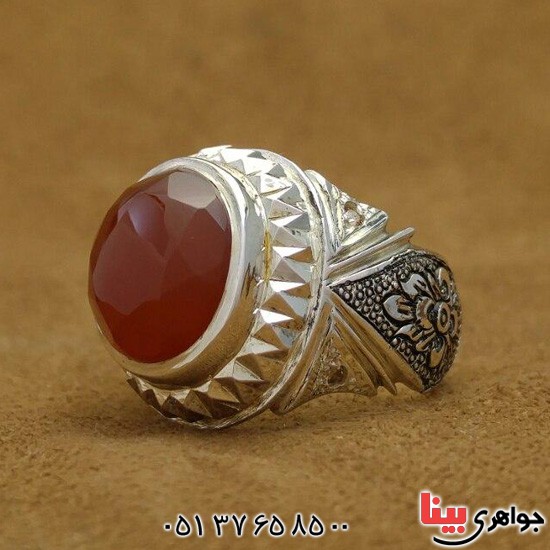 انگشتر عقیق یمنی و الماس بسیار عالی و  فاخر _کد:3114