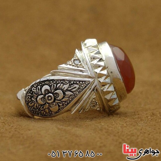 انگشتر عقیق یمنی و الماس بسیار عالی و  فاخر _کد:3114