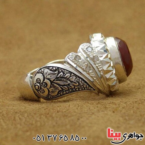 انگشتر عقیق یمنی و دور الماس بسیار زیبا _کد:3115