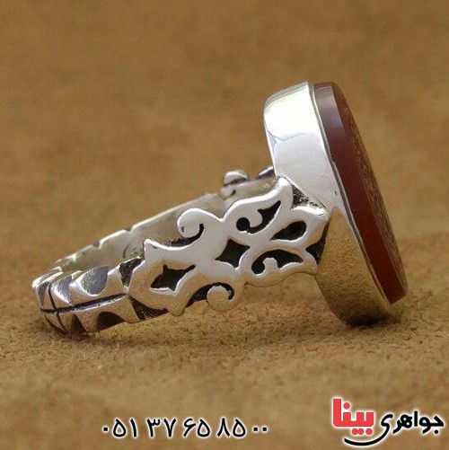 انگشتر عقیق یمنی خطی مدل آذری بسیار زیبا _کد:19493