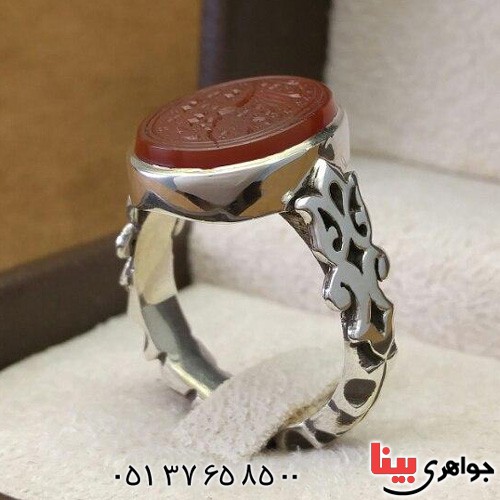انگشتر عقیق یمنی خطی مدل آذری بسیار زیبا _کد:19493