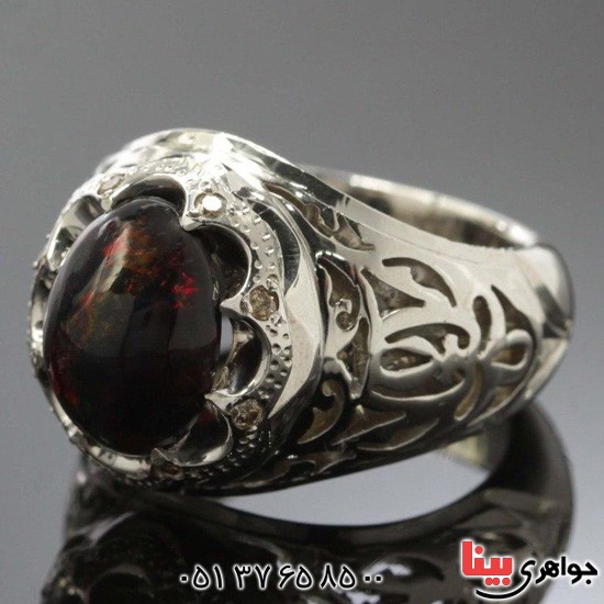 انگشتر اوپال و الماس فاخر _کد:19496