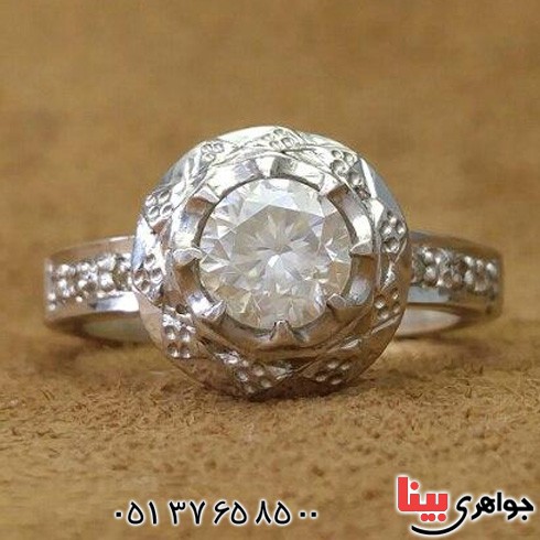 انگشتر موزانایت طرح الماس مدل آذری زیبا _کد:19508