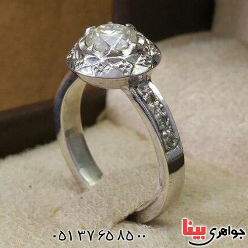 انگشتر موزانایت طرح الماس مدل آذری زیبا _کد:19508