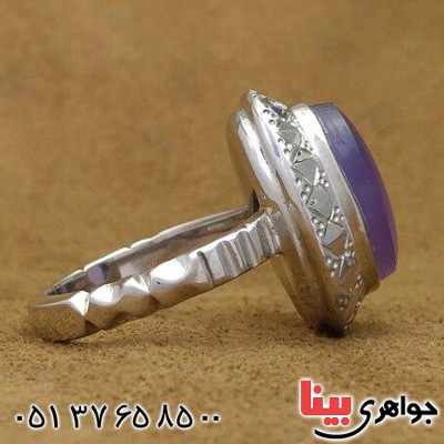 انگشتر عقیق یمنی کبود مدل آذری بسیار زیبا _کد:19522