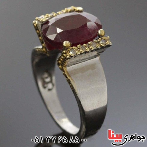 انگشتر یاقوت سرخ و الماس بسیار عالی زیبا _کد:19540