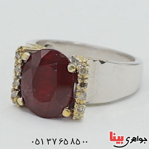انگشتر یاقوت سرخ و الماس بسیار عالی زیبا _کد:19540