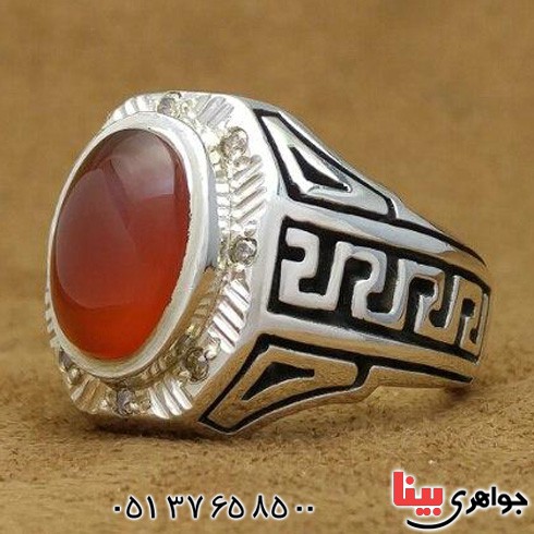 انگشتر عقیق یمنی دور الماس بسیار زیبا _کد:19543