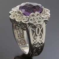 انگشتر آمتیست دور الماس بسیار زیبا 