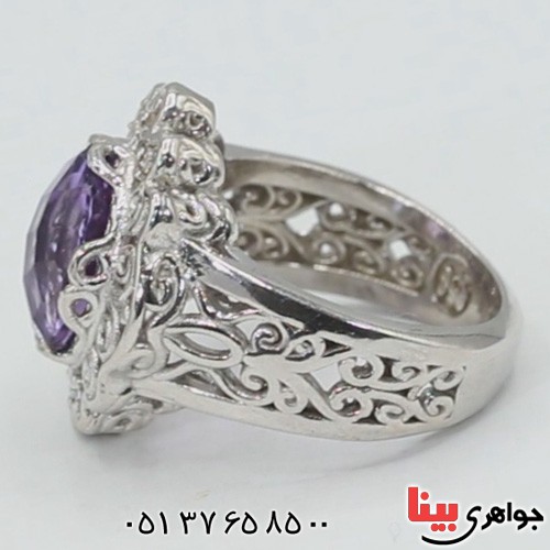 انگشتر آمتیست دور الماس بسیار زیبا _کد:19556