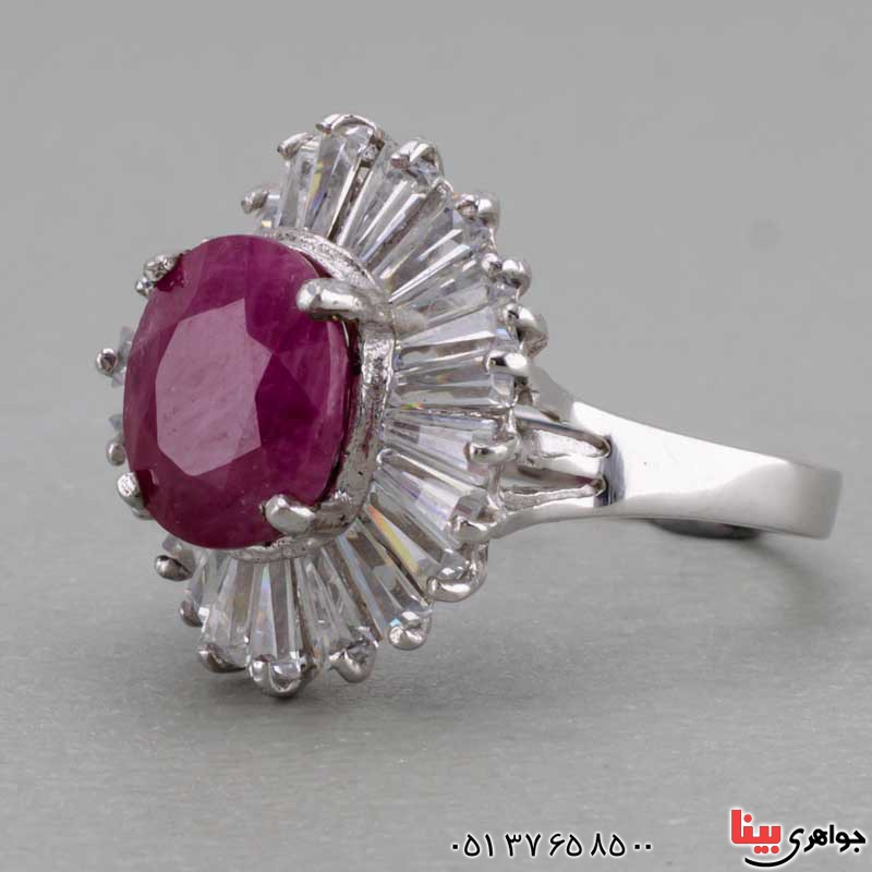 انگشتر یاقوت سرخ دور باگت خوشرنگ برند SPN _کد:19718