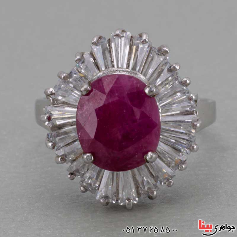 انگشتر یاقوت سرخ دور باگت خوشرنگ برند SPN _کد:19718