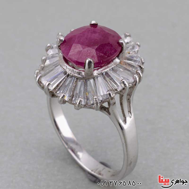 انگشتر یاقوت سرخ دور باگت خوشرنگ برند SPN _کد:19718