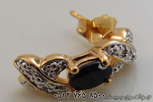 گوشواره یاقوت کبود ضربدری طلایی