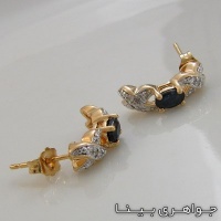 گوشواره یاقوت کبود ضربدری طلایی