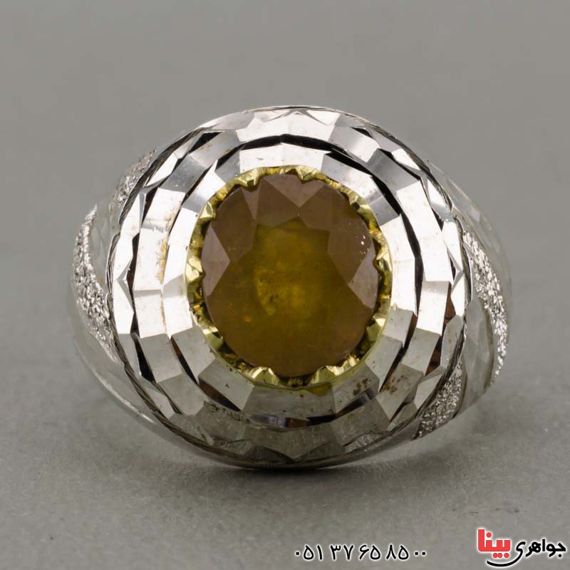 انگشتر یاقوت زرد ناب تمام آینه کاری شده _کد:19901
