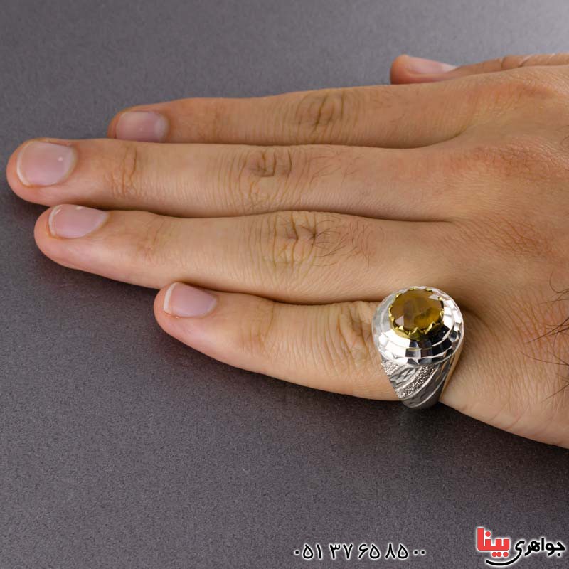 انگشتر یاقوت زرد ناب تمام آینه کاری شده _کد:19901
