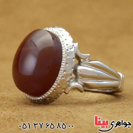 انگشتر عقیق یمنی مدل آذری بسیار زیبا _کد:19936