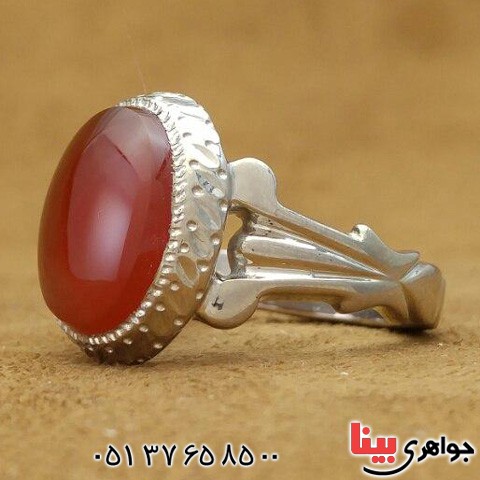انگشتر عقیق یمنی مدل آذری خوشرنگ _کد:19937