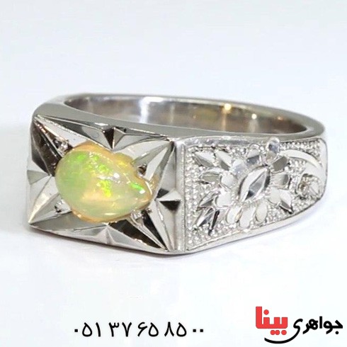انگشتر اوپال و الماس بسیار عالی _کد:19940