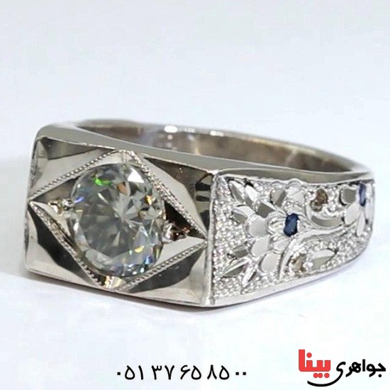 انگشتر موزانایت روسیه و الماس فاخر _کد:19951